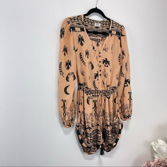 Spell & The Gypsy Collective Romper Tribal Thunderbird Feather Bohemian Size 6 - Picture 8 of 16